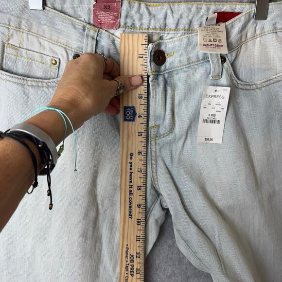 NWT Express Jeans Flare Leg Women’s Sz 8 Vintage Bleach Wash Cotton Western Boho - Picture 9 of 15